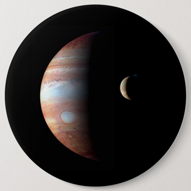 Jupiter Gas Giant Planet & Io Galilean Moon Button (Front)