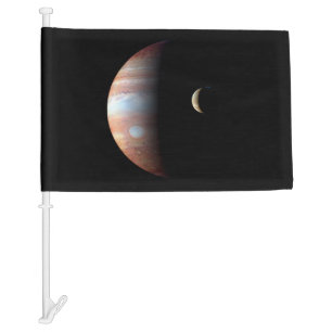 Jupiter Gas Giant Planet & Io Galilean Moon Car Flag