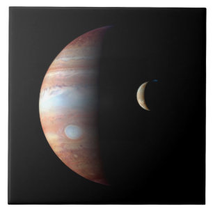 Jupiter Gas Giant Planet & Io Galilean Moon Ceramic Tile