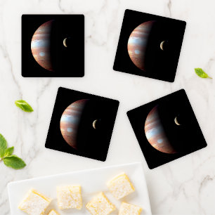 Jupiter Gas Giant Planet & Io Galilean Moon Coaster Set
