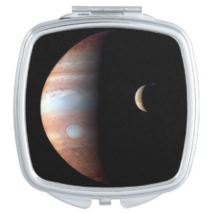 Jupiter Gas Giant Planet & Io Galilean Moon Compact Mirror