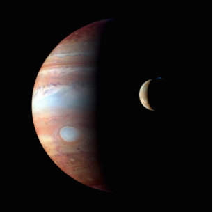 Jupiter Gas Giant Planet & Io Galilean Moon Cutout
