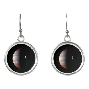 Jupiter Gas Giant Planet & Io Galilean Moon Earrings