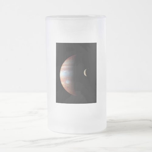 Jupiter Gas Giant Planet  Io Galilean Moon Frosted Glass Beer Mug