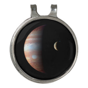 Jupiter Gas Giant Planet & Io Galilean Moon Golf Hat Clip