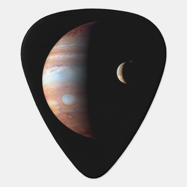Jupiter Gas Giant Planet & Io Galilean Moon Guitar Pick (Front)