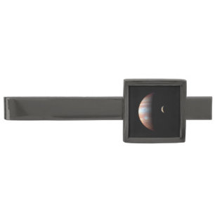 Jupiter Gas Giant Planet & Io Galilean Moon Gunmetal Finish Tie Bar