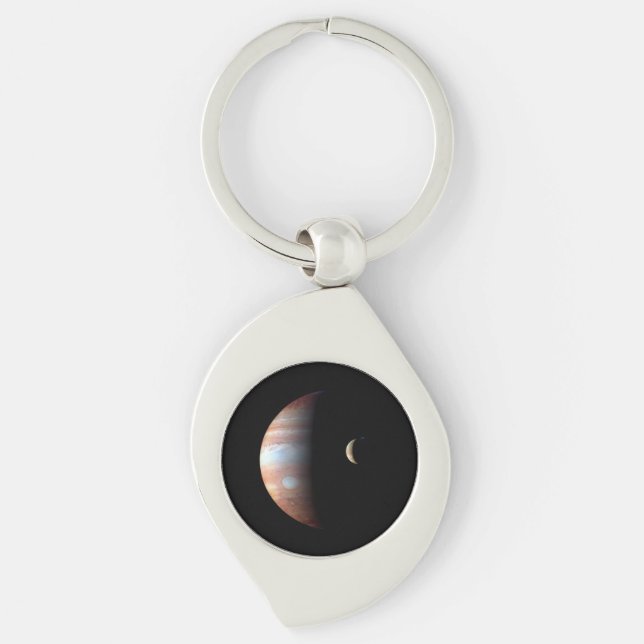 Jupiter Gas Giant Planet & Io Galilean Moon Keychain (Front)