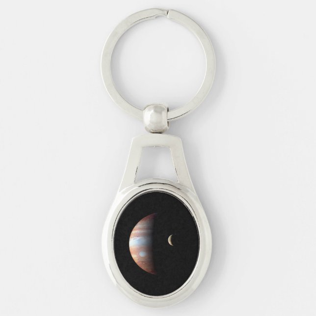 Jupiter Gas Giant Planet & Io Galilean Moon Keychain (Front)