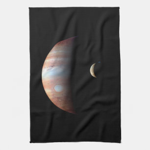 Jupiter Gas Giant Planet & Io Galilean Moon Kitchen Towel