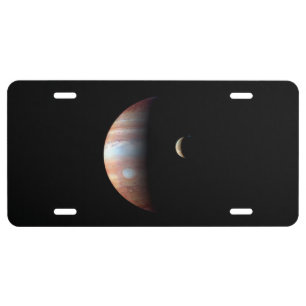 Jupiter Gas Giant Planet & Io Galilean Moon License Plate