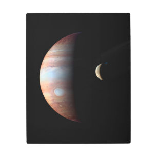 Jupiter Gas Giant Planet & Io Galilean Moon Metal Print