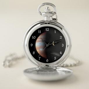 Jupiter Gas Giant Planet & Io Galilean Moon Pocket Watch