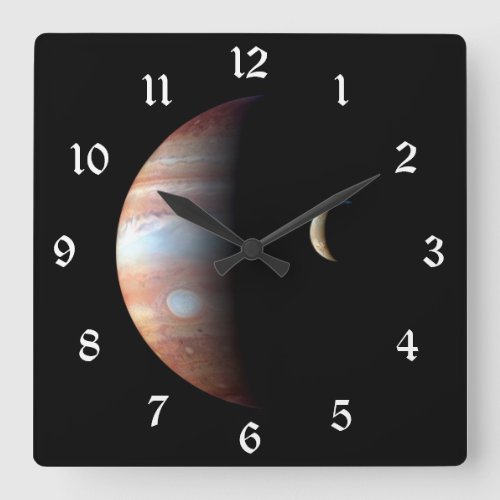 Jupiter Gas Giant Planet  Io Galilean Moon Square Wall Clock