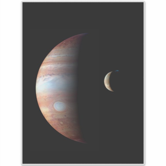 Jupiter Gas Giant Planet & Io Galilean Moon Sticker (Front)
