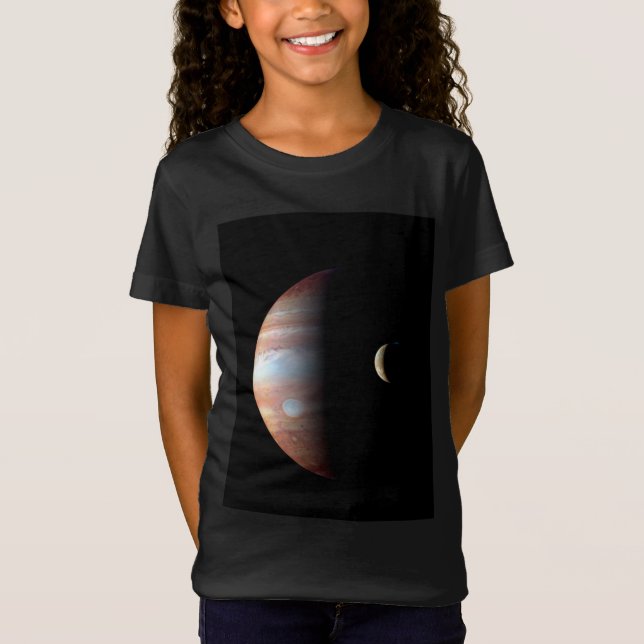 Jupiter Gas Giant Planet & Io Galilean Moon T-Shirt (Front)