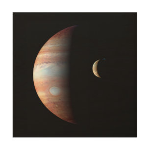 Jupiter Gas Giant Planet & Io Galilean Moon Wood Wall Art