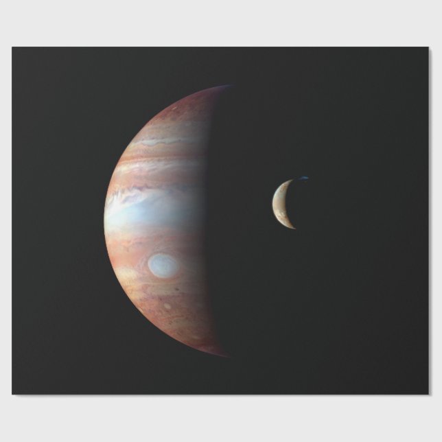 Jupiter Gas Giant Planet & Io Galilean Moon Wrapping Paper (Flat)