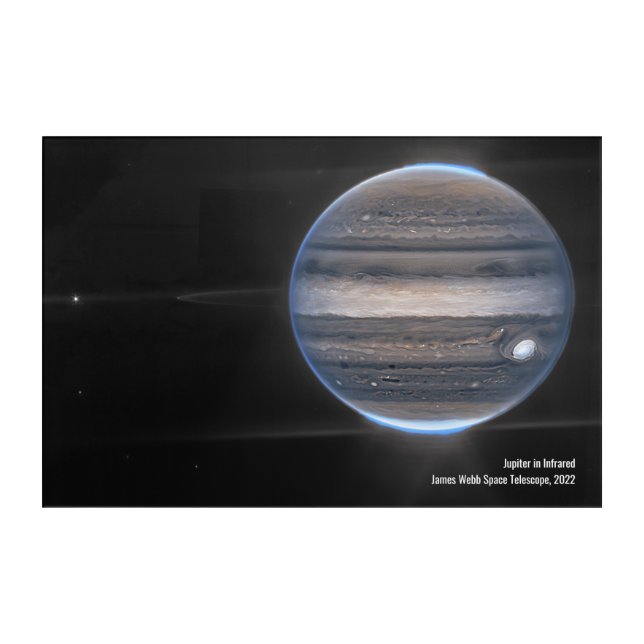Jupiter in Infrared, James Webb Space Telescope Acrylic Print (Front)