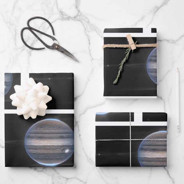 Jupiter in Infrared, James Webb Space Telescope Wrapping Paper Sheets (Front)