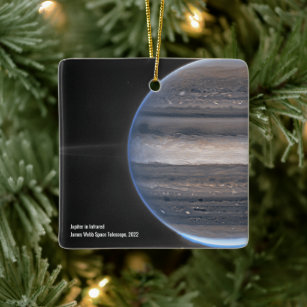 Jupiter in Infrared Webb Space Telescope Christmas Ceramic Ornament