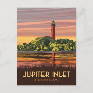 Jupiter Inlet Florida Lighthouse Vintage Style Postcard