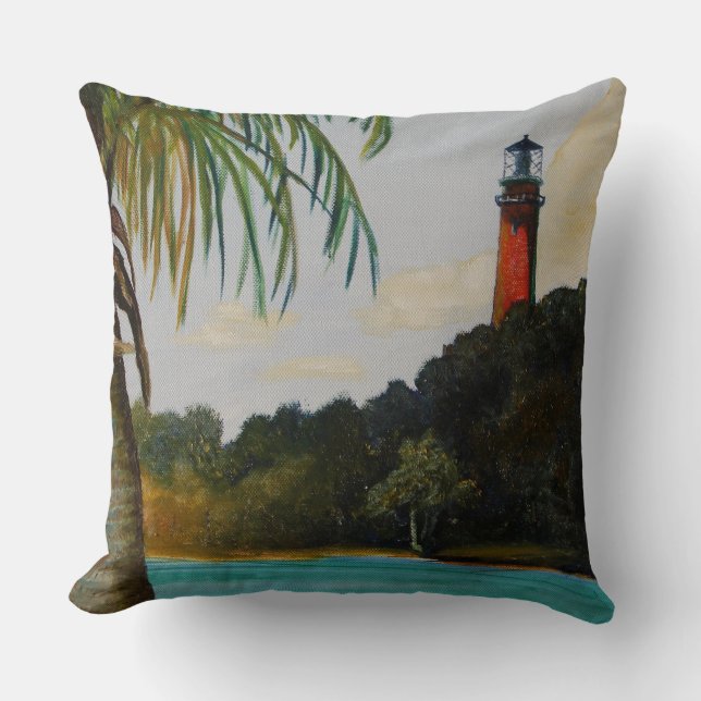 Jupiter Inlet Lighthouse Throw Pillow (Front)
