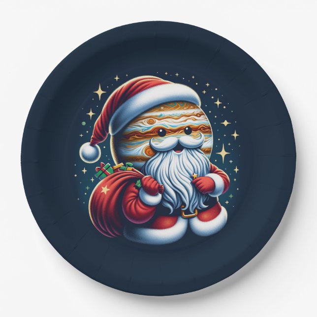 Jupiter Jolly Old St. Nick Santa Claus Astrology Paper Plates (Front)