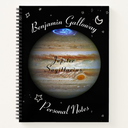 Jupiter Monogram Sagittarius Astrology Cosmic  Notebook