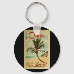 Jupiter Palm Tree Vintage Travel Keychain