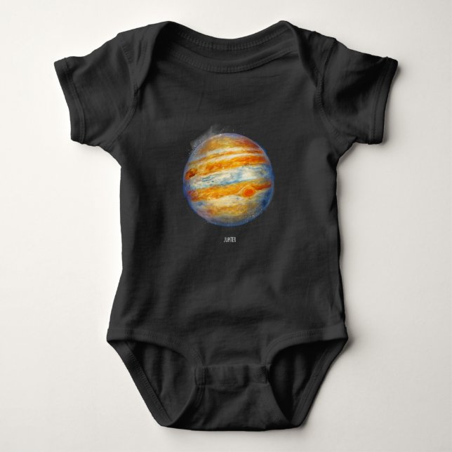 Jupiter Planet Artwork – Cosmic Space Illustration Baby Bodysuit (Front)