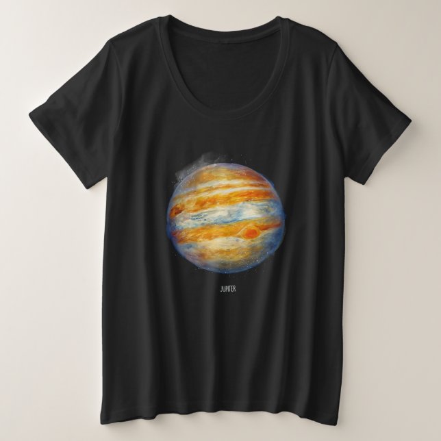 Jupiter Planet Artwork – Cosmic Space Illustration Plus Size T-Shirt (Design Front)