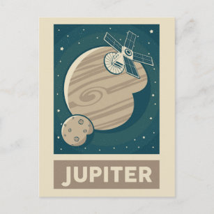 Jupiter Retro Galaxy Satellite Postcard
