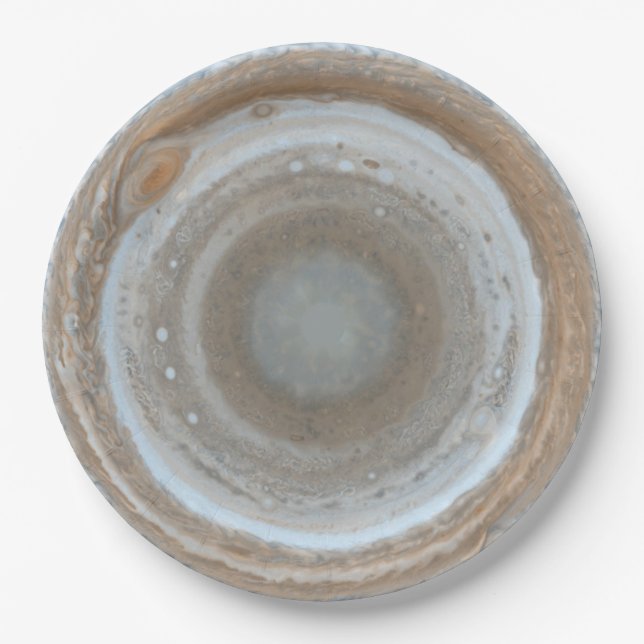 Jupiter South Pole Color Map Paper Plates (Front)