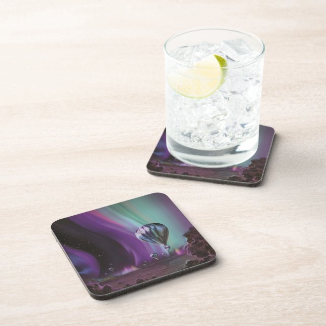 Jupiter Travel by Hot Air Balloon Bighty Auroras Beverage Coaster (Right Side)