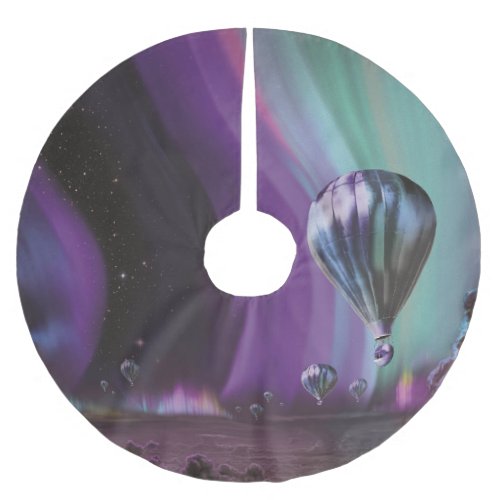 Jupiter Travel by Hot Air Balloon Bighty Auroras Brushed Polyester Tree Skirt