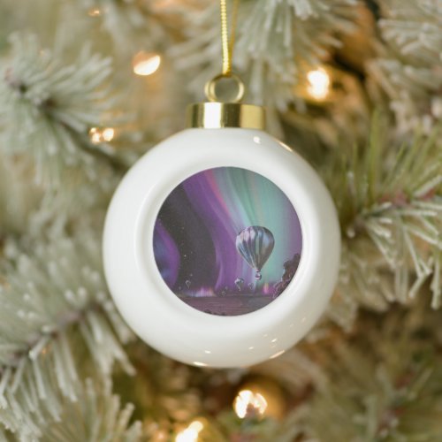 Jupiter Travel by Hot Air Balloon Bighty Auroras Ceramic Ball Christmas Ornament