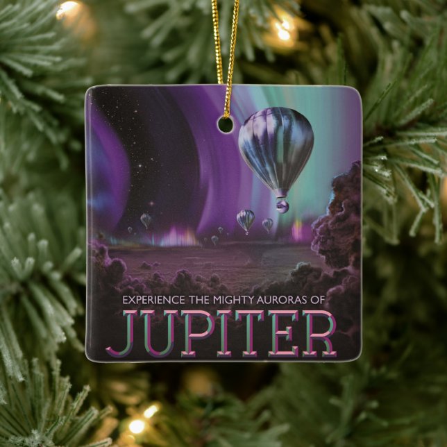 Jupiter Travel by Hot Air Balloon Bighty Auroras Ceramic Ornament (Tree)