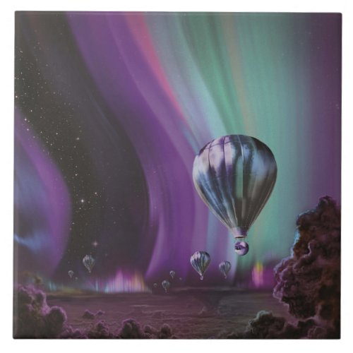 Jupiter Travel by Hot Air Balloon Bighty Auroras Ceramic Tile