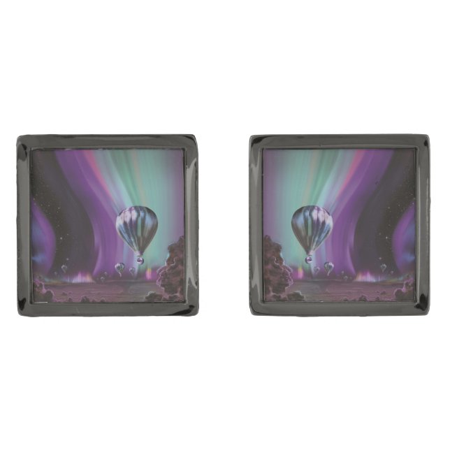 Jupiter Travel by Hot Air Balloon Bighty Auroras Cufflinks (Front)