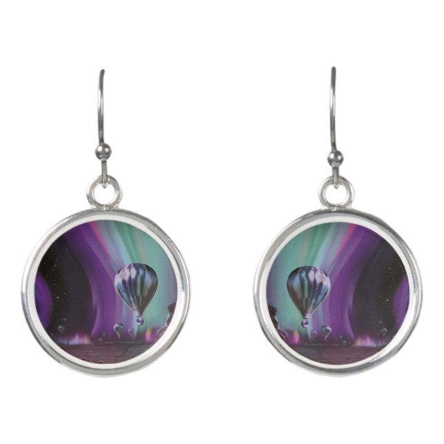 Jupiter Travel by Hot Air Balloon Bighty Auroras Earrings (Front)