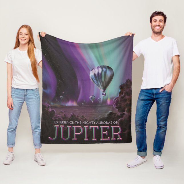 Jupiter Travel by Hot Air Balloon Bighty Auroras Fleece Blanket (In Situ)