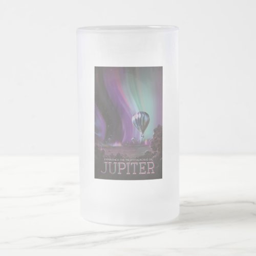Jupiter Travel by Hot Air Balloon Bighty Auroras Frosted Glass Beer Mug