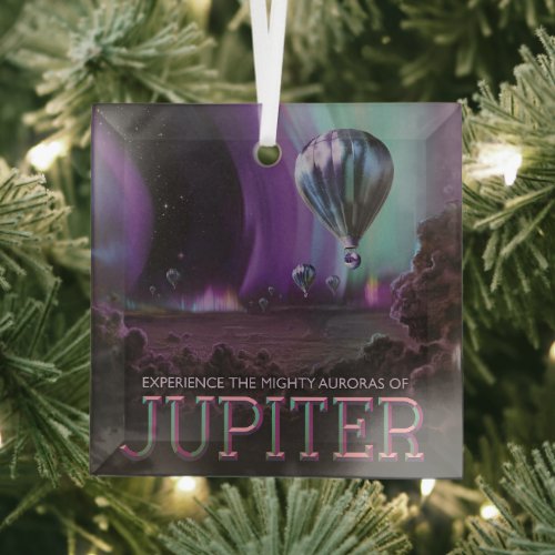 Jupiter Travel by Hot Air Balloon Bighty Auroras Glass Ornament