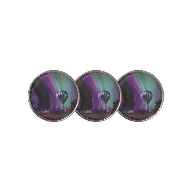 Jupiter Travel by Hot Air Balloon Bighty Auroras Golf Ball Marker (3 Up)