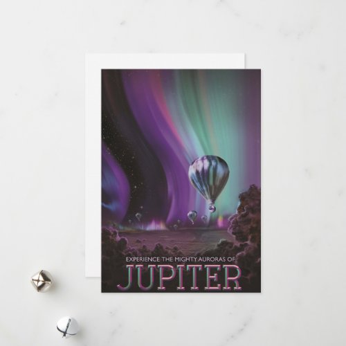 Jupiter Travel by Hot Air Balloon Bighty Auroras Holiday Card