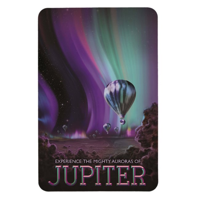 Jupiter Travel by Hot Air Balloon Bighty Auroras Magnet (Vertical)