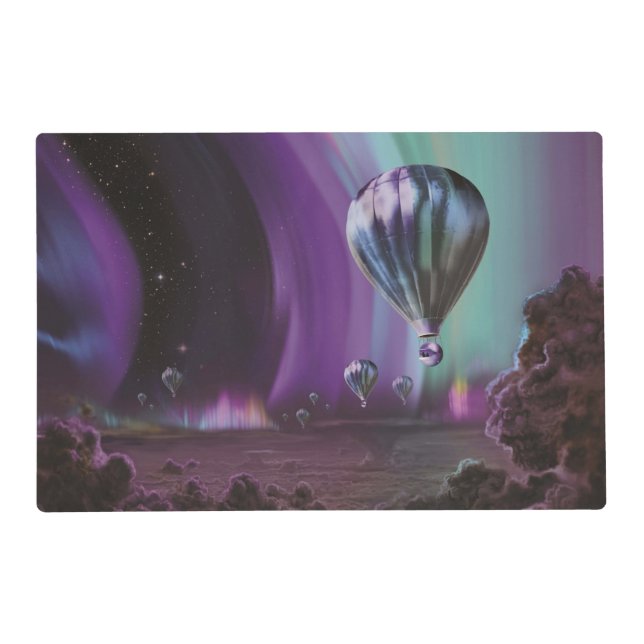 Jupiter Travel by Hot Air Balloon Bighty Auroras Placemat (Front)