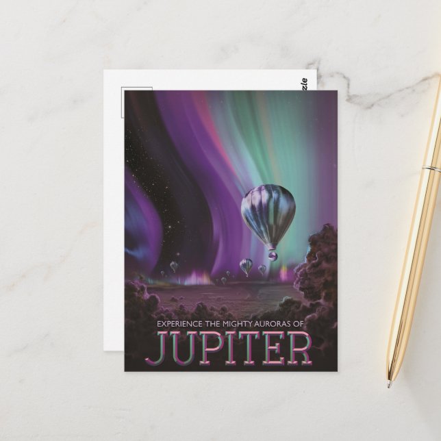 Jupiter Travel by Hot Air Balloon Bighty Auroras Postcard (Front/Back In Situ)