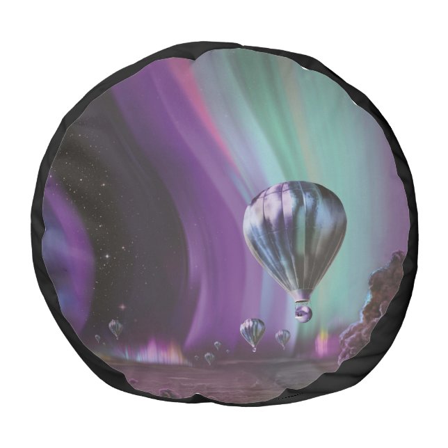 Jupiter Travel by Hot Air Balloon Bighty Auroras Pouf (Bottom)
